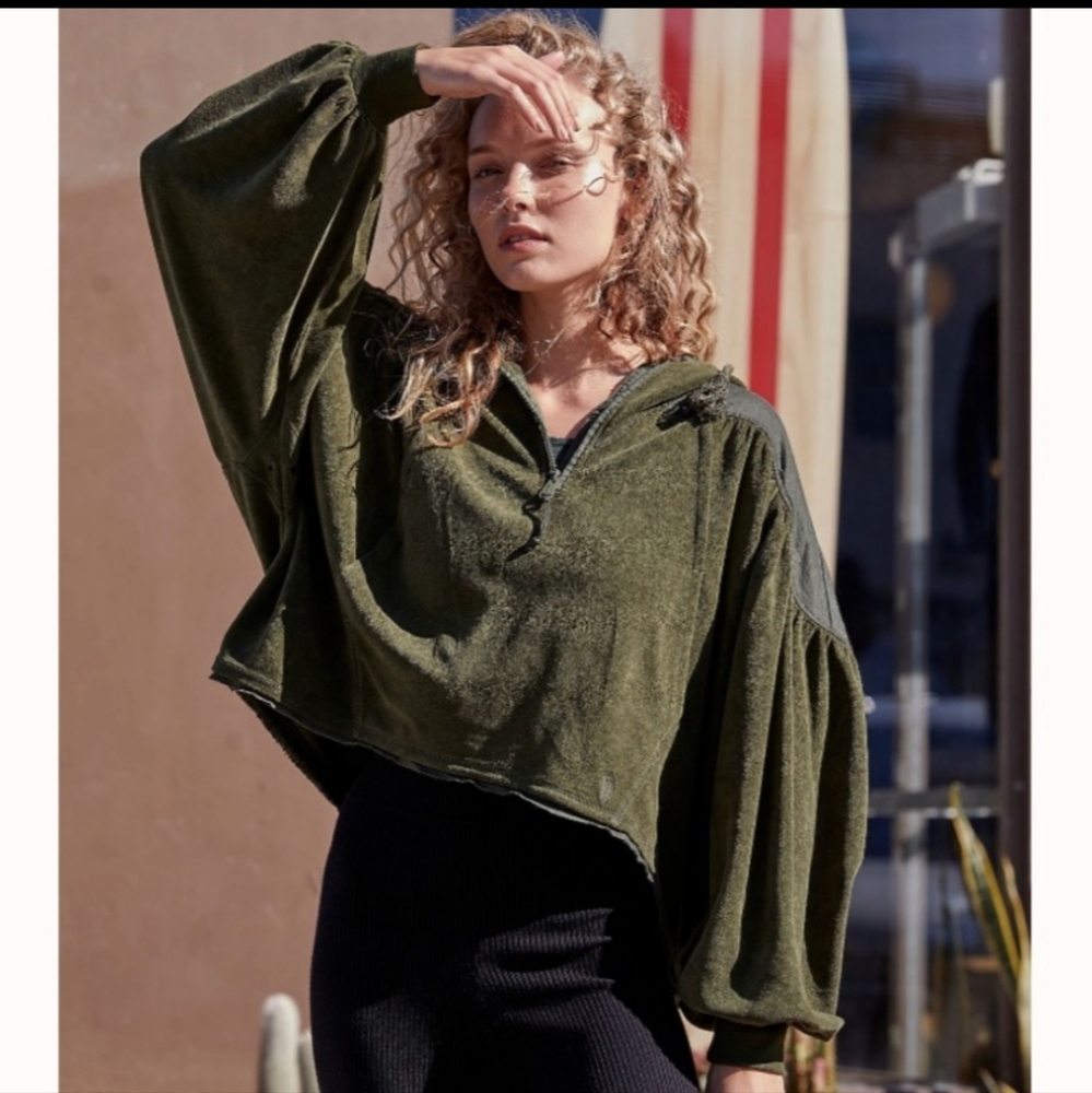 Free People let it go boho crop sweatshirt